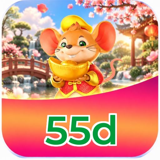 Interface da plataforma 55d mostrando slots populares e bônus de boas-vindas